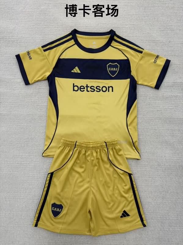 Kids Boca Juniors 25/26 Away Soccer Jersey And Shorts
