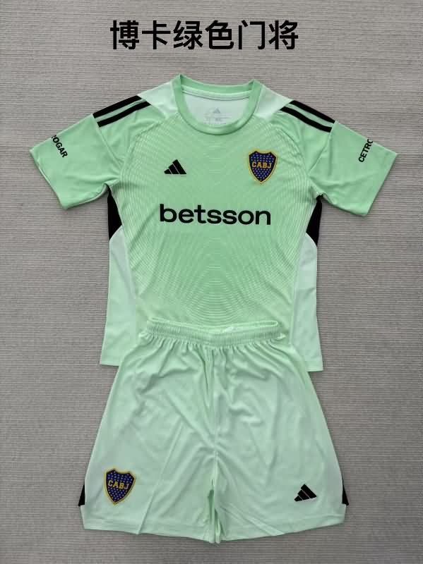 Kids Boca Juniors 25/26 Goalkeeper Green Soccer Jersey And Shorts