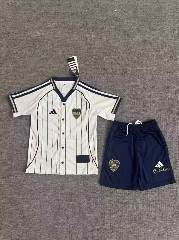 Kids Boca Juniors 25/26 Travel White Soccer Jersey And Shorts
