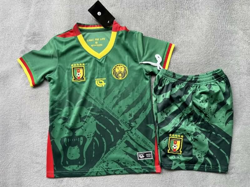 Kids Cameroon 2025 Home Soccer Jersey And Shorts