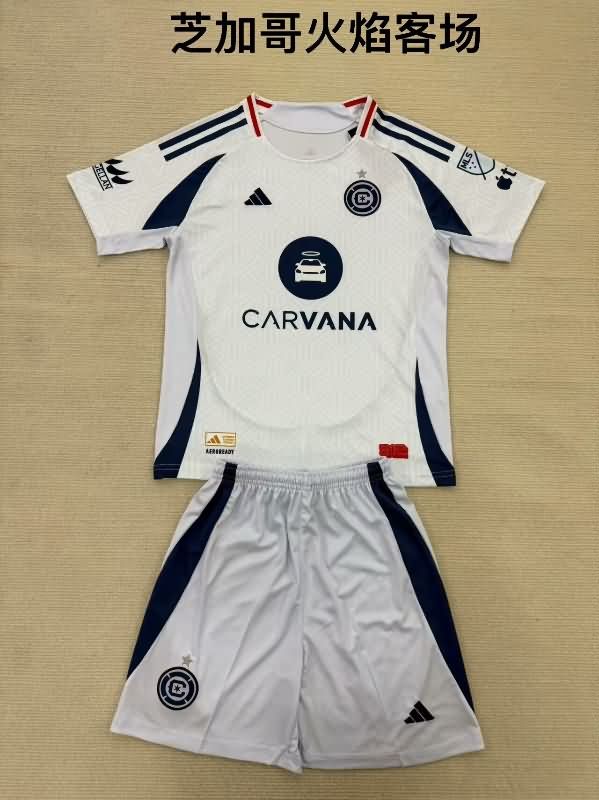 Kids Chicago Fire 2025 Away Soccer Jersey And Shorts