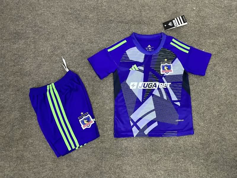 Kids Colo Colo 2025 Goalkeeper Purple Soccer Jersey And Shorts