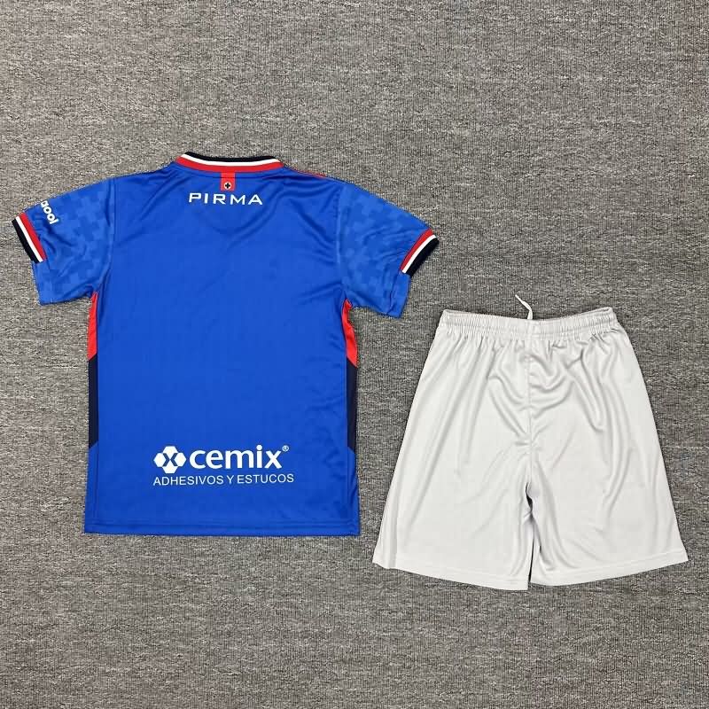 Kids Cruz Azul 25/26 Home Soccer Jersey And Shorts