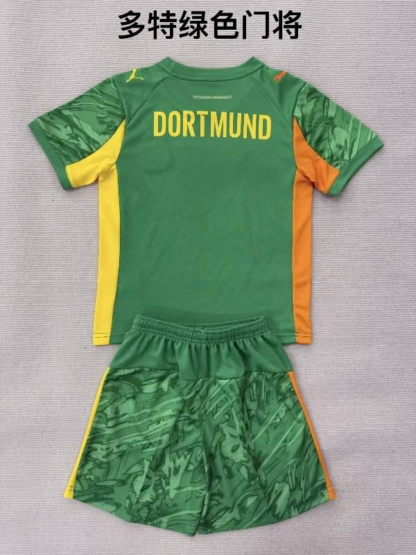 Kids Dortmund 25/26 Goalkeeper Green Soccer Jersey And Shorts