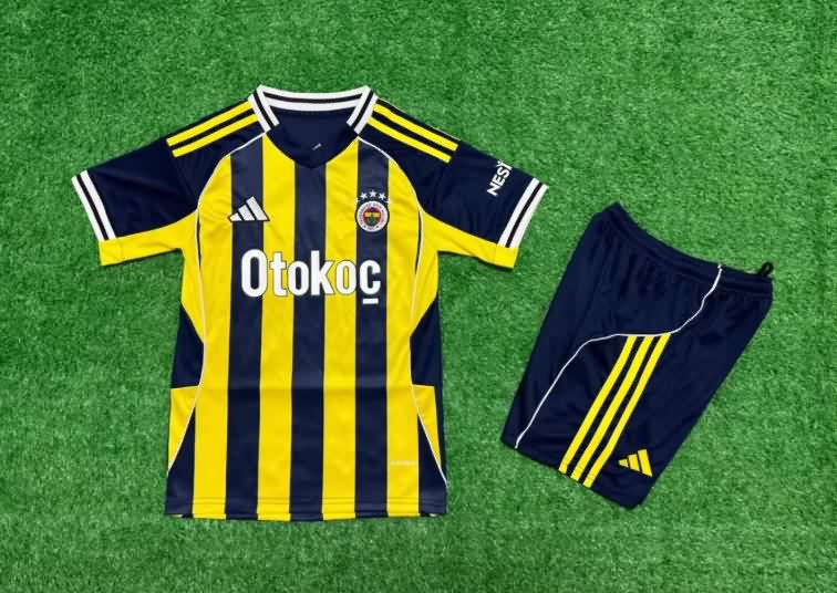 Kids Fenerbahce 25/26 Home Soccer Jersey And Shorts Kids Fenerbahce 25/26 Home Soccer Jersey And Shorts