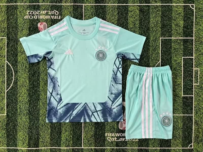 Kids Germany 2026 World Cup Goalkeeper Green Soccer Jersey And Shorts