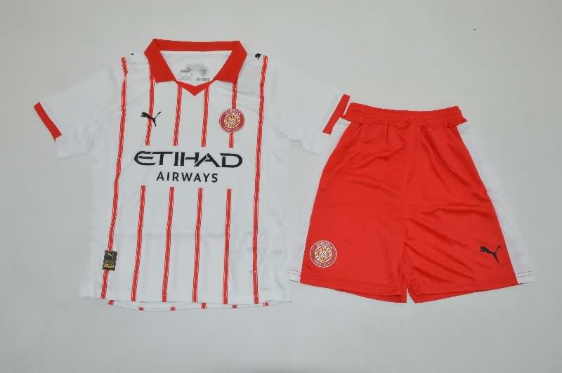 Kids Girona 25/26 Home Soccer Jersey And Shorts Kids Girona 25/26 Home Soccer Jersey And Shorts