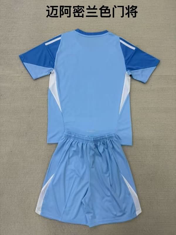 Kids Inter Miami 2025 Goalkeeper Blue Soccer Jersey And Shorts