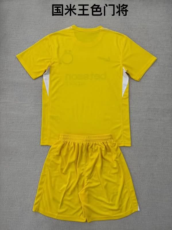 Kids Inter Milan 25/26 Goalkeeper Yellow Soccer Jersey And Shorts