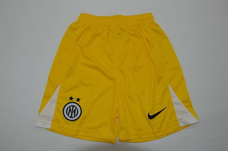 Kids Inter Milan 25/26 Goalkeeper Yellow Soccer Jersey And Shorts