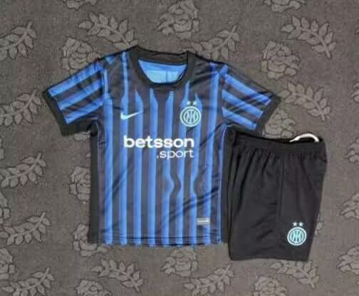Kids Inter Milan 25/26 Home Soccer Jersey And Shorts Leaked