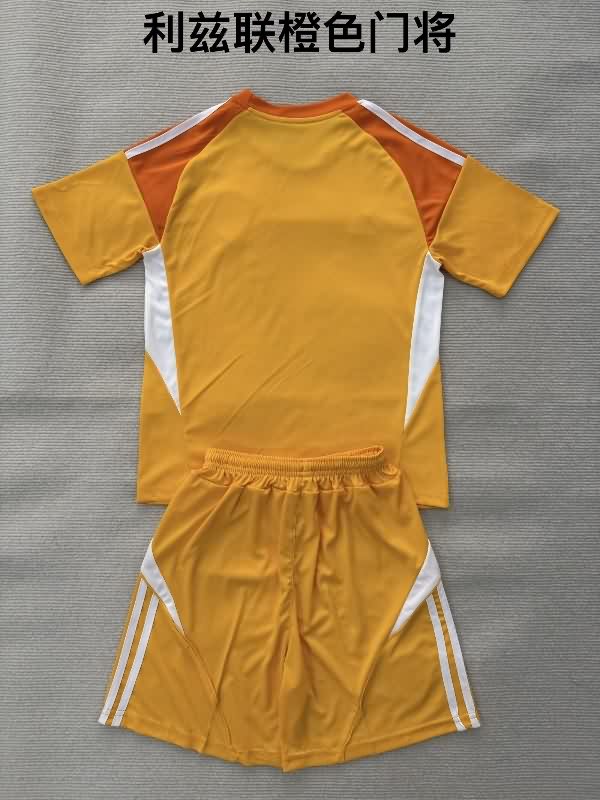 Kids Leeds United 25/26 Goalkeeper Orange Soccer Jersey And Shorts