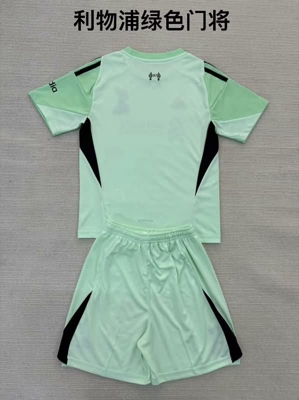 Kids Liverpool 25/26 Goalkeeper Green Soccer Jersey And Shorts Leaked