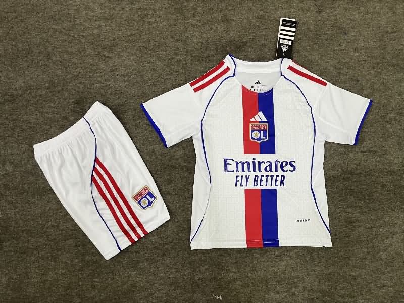 Kids Lyon 25/26 Home Soccer Jersey And Shorts