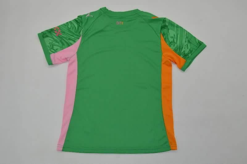 Kids Manchester City 25/26 Goalkeeper Green Soccer Jersey And Shorts