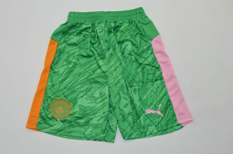 Kids Manchester City 25/26 Goalkeeper Green Soccer Jersey And Shorts