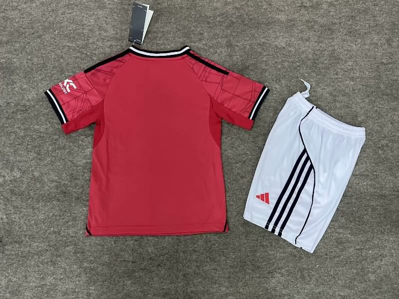 Kids Manchester United 25/26 Home Soccer Jersey And Shorts Leaked