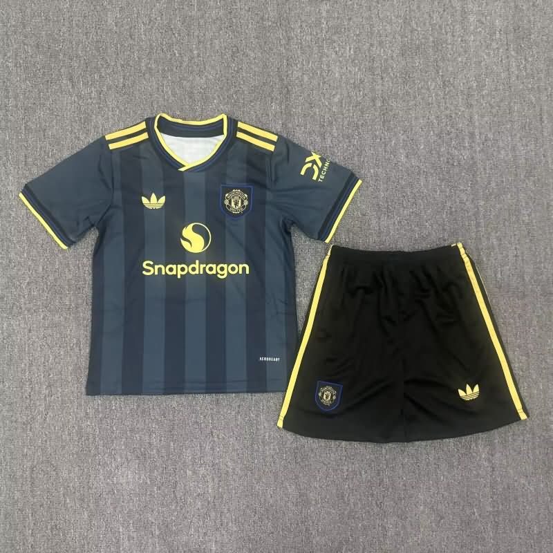 Kids Manchester United 25/26 Third Soccer Jersey And Shorts Leaked