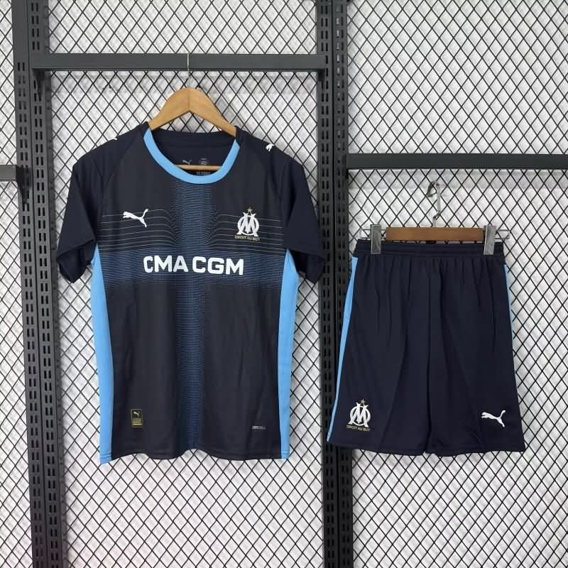 Kids Marseilles 25/26 Away Soccer Jersey And Shorts