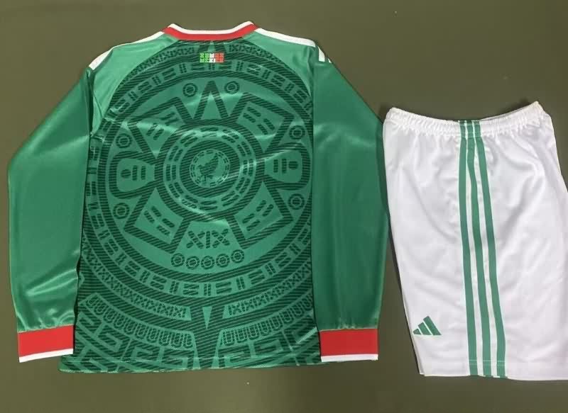 Kids Mexico 25/26 Home Long Sleeve Soccer Jersey And Shorts