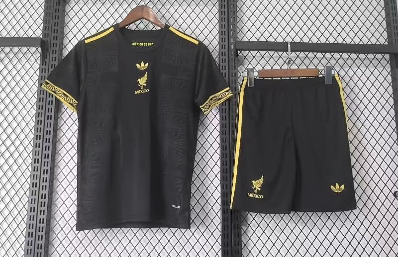 Kids Mexico Soccer Jersey Gold Cup Black Replica 2025