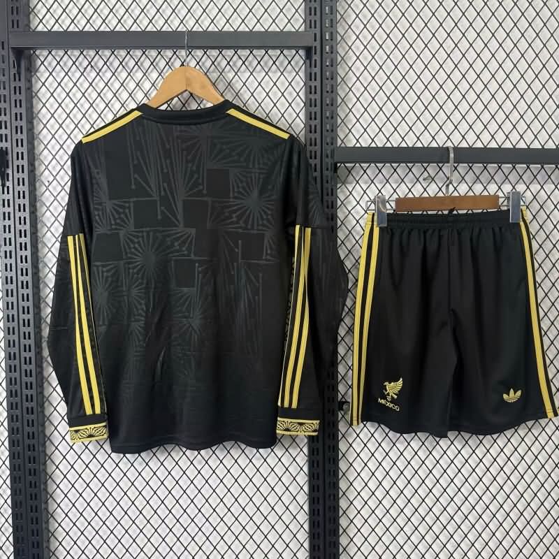 Kids Mexico 2025 Gold Cup Black Long Sleeve Soccer Jersey And Shorts