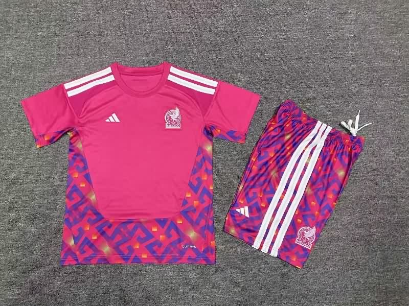 Kids Mexico 2026 Goalkeeper Pink Soccer Jersey And Shorts Kids Mexico 2026 Goalkeeper Pink Soccer Jersey And Shorts