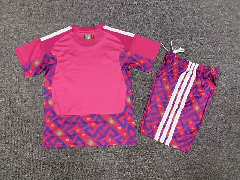 Kids Mexico 2026 Goalkeeper Pink Soccer Jersey And Shorts