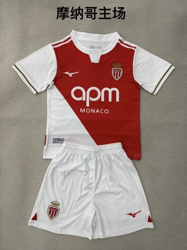 Kids Monaco 25/26 Home Soccer Jersey And Shorts
