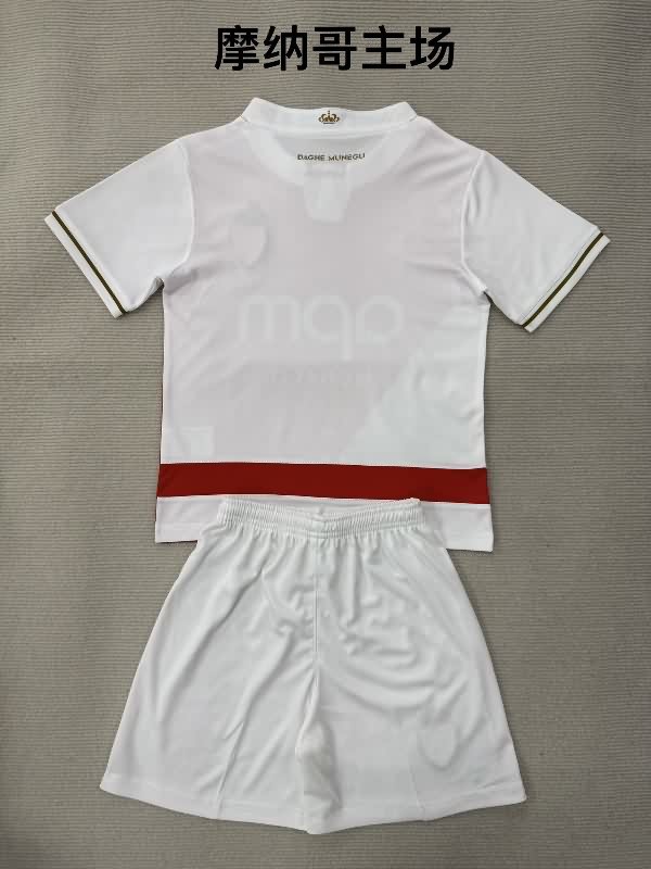 Kids Monaco 25/26 Home Soccer Jersey And Shorts