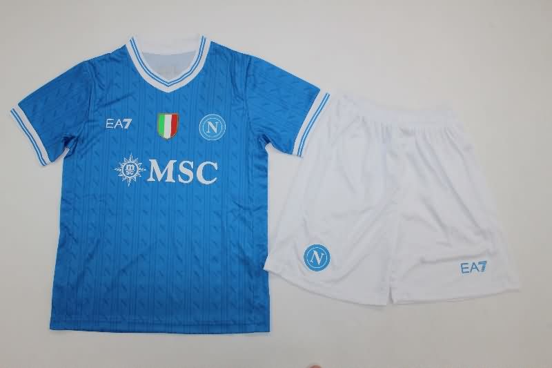 Kids Napoli 25/26 Home Soccer Jersey And Shorts