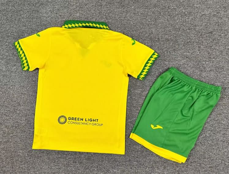 Kids Norwich 25/26 Home Soccer Jersey And Shorts