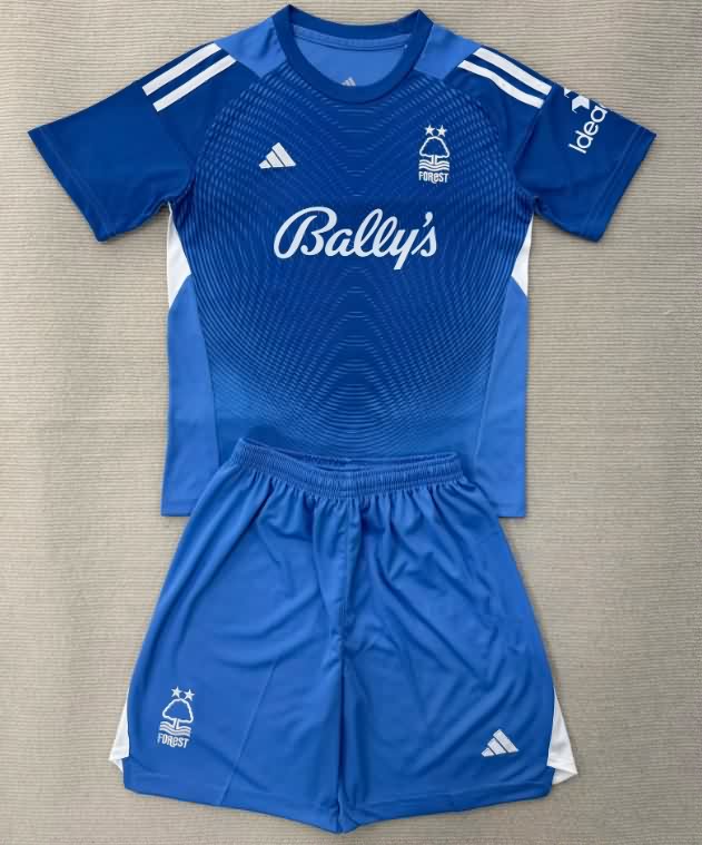 Kids Nottingham Forest 25/26 Goalkeeper Blue Soccer Jersey And Shorts Kids Nottingham Forest 25/26 Goalkeeper Blue Soccer Jersey And Shorts