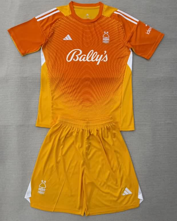 Kids Nottingham Forest 25/26 Goalkeeper Orange Soccer Jersey And Shorts Kids Nottingham Forest 25/26 Goalkeeper Orange Soccer Jersey And Shorts