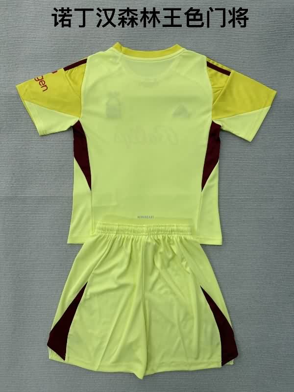Kids Nottingham Forest 25/26 Goalkeeper Yellow Soccer Jersey And Shorts