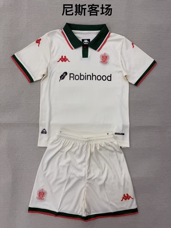Kids OGC Nice 25/26 Away Soccer Jersey And Shorts