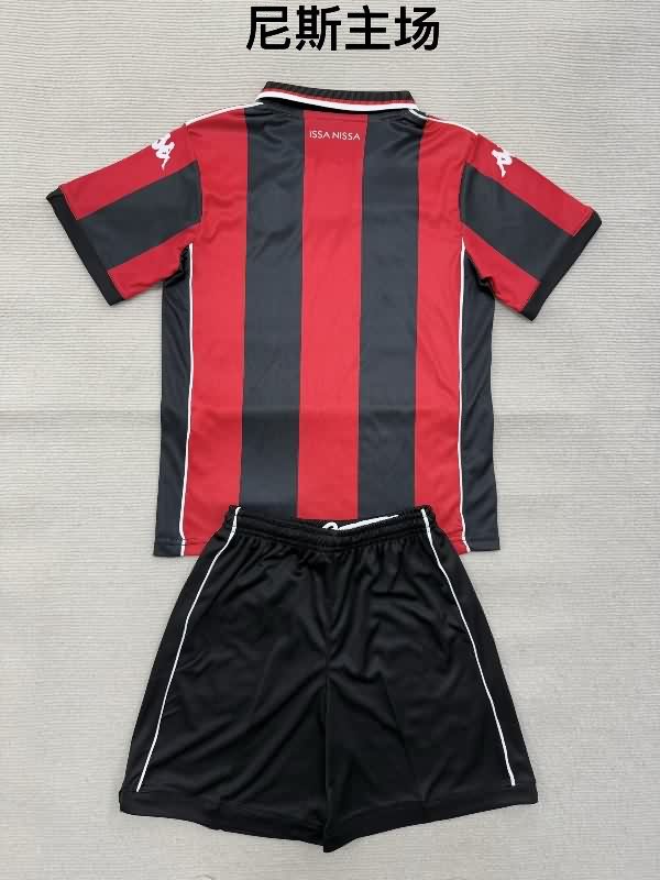 Kids OGC Nice 25/26 Home Soccer Jersey And Shorts