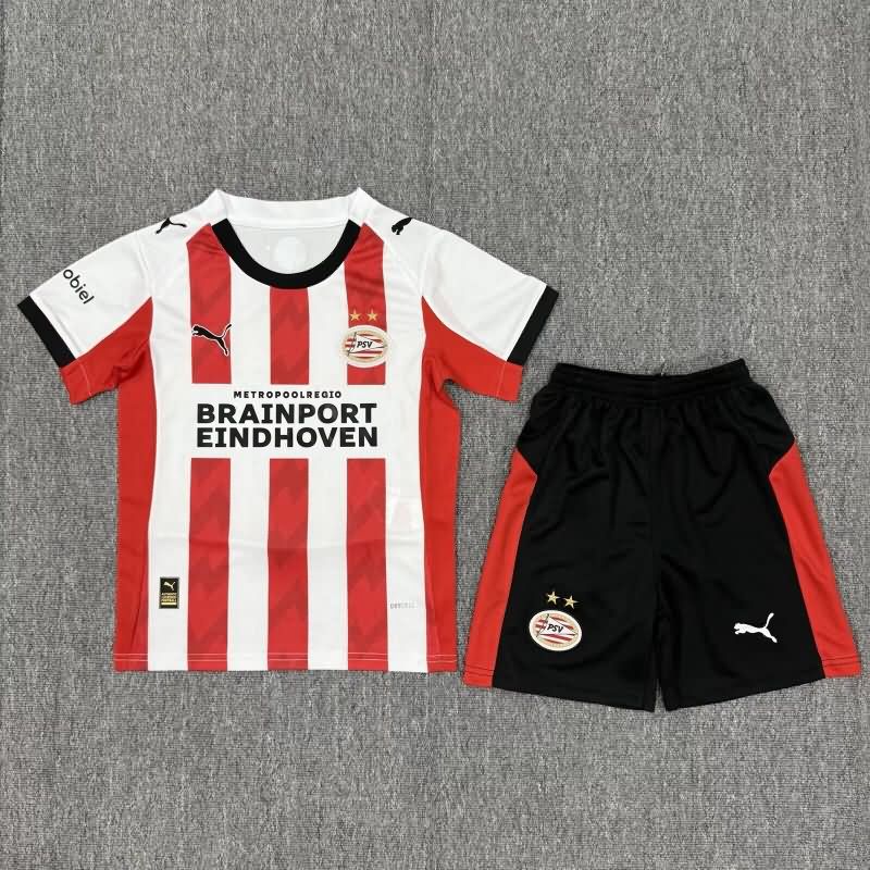 Kids PSV Eindhoven 25/26 Home Soccer Jersey And Shorts