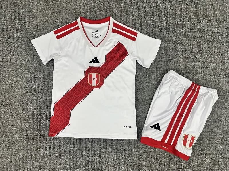 Kids Peru 2026 Home Soccer Jersey And Shorts Kids Peru 2026 Home Soccer Jersey And Shorts