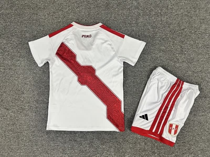 Kids Peru 2026 Home Soccer Jersey And Shorts