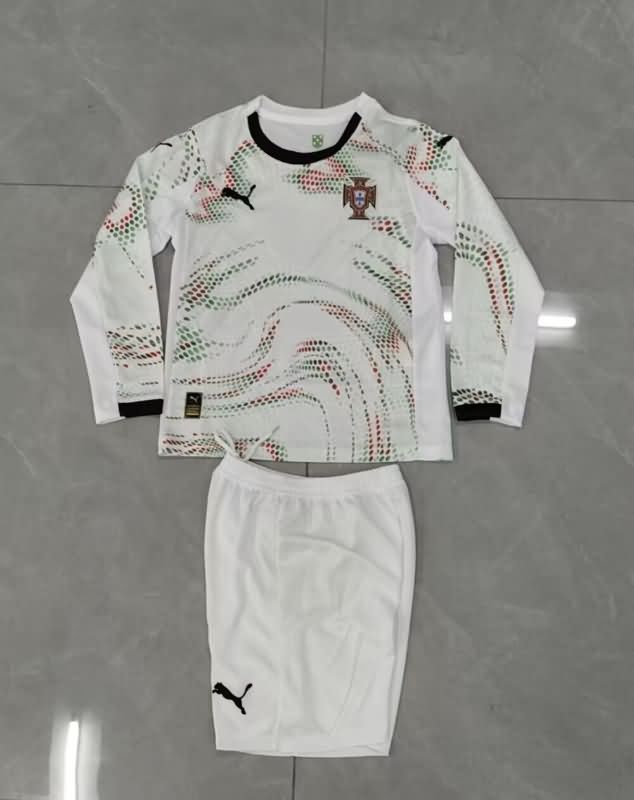 Kids Portugal Soccer Jersey Away Long Sleeve Replica 2025
