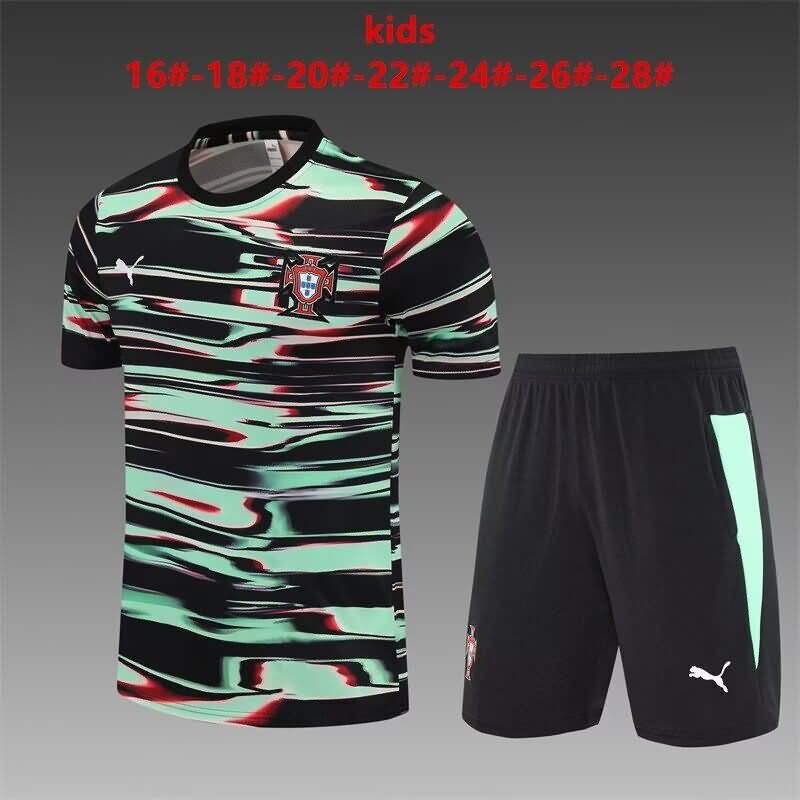 Kids Portugal 2025 Training Soccer Jersey And Shorts 03