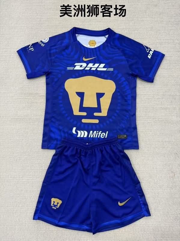 Kids Pumas UNAM 25/26 Away Soccer Jersey And Shorts