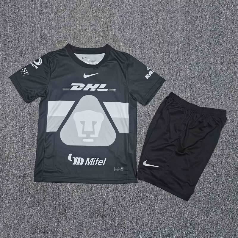 Kids Pumas UNAM 25/26 Goalkeeper Black Soccer Jersey And Shorts
