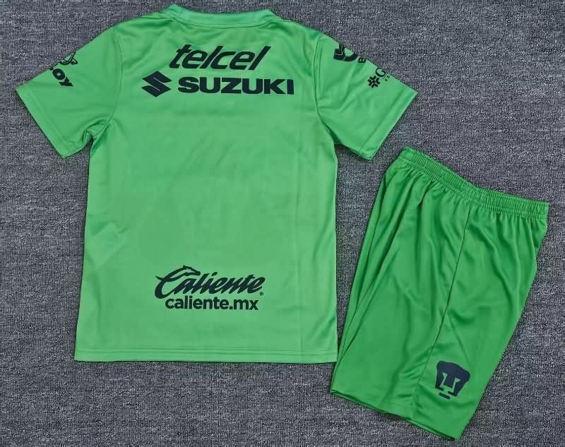 Kids Pumas UNAM 25/26 Goalkeeper Green Soccer Jersey And Shorts