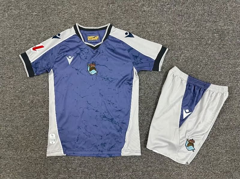 Kids Real Sociedad 25/26 Away Soccer Jersey And Shorts