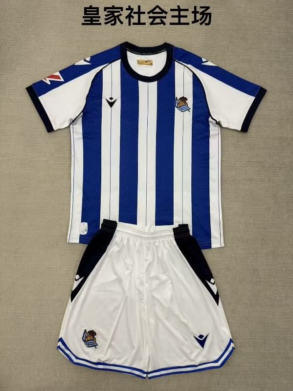 Kids Real Sociedad 25/26 Home Soccer Jersey And Shorts