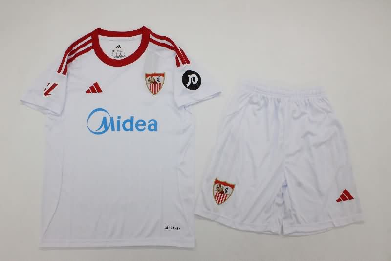 Kids Sevilla 25/26 Home Soccer Jersey And Shorts