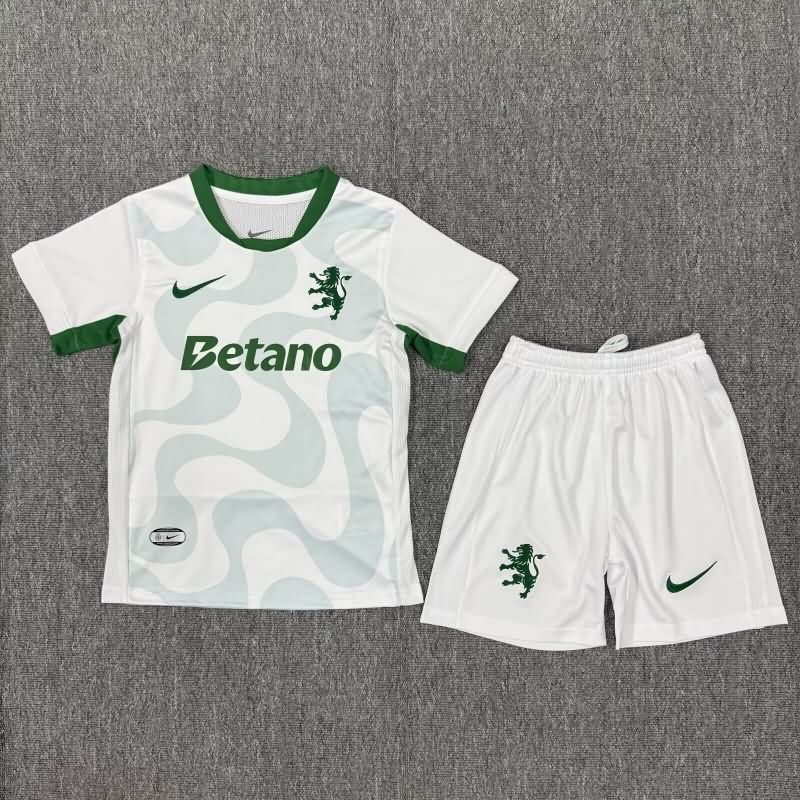 Kids Sporting Lisbon 25/26 Away Soccer Jersey And Shorts
