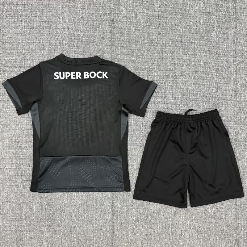 Kids Sporting Lisbon 25/26 Goalkeeper Black Soccer Jersey And Shorts 02